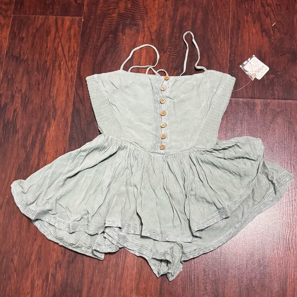 Free People Marley Romper Green  XSmall NWT
